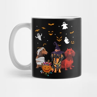 Funny Three Dachshund Halloween Gift Shirt Mug